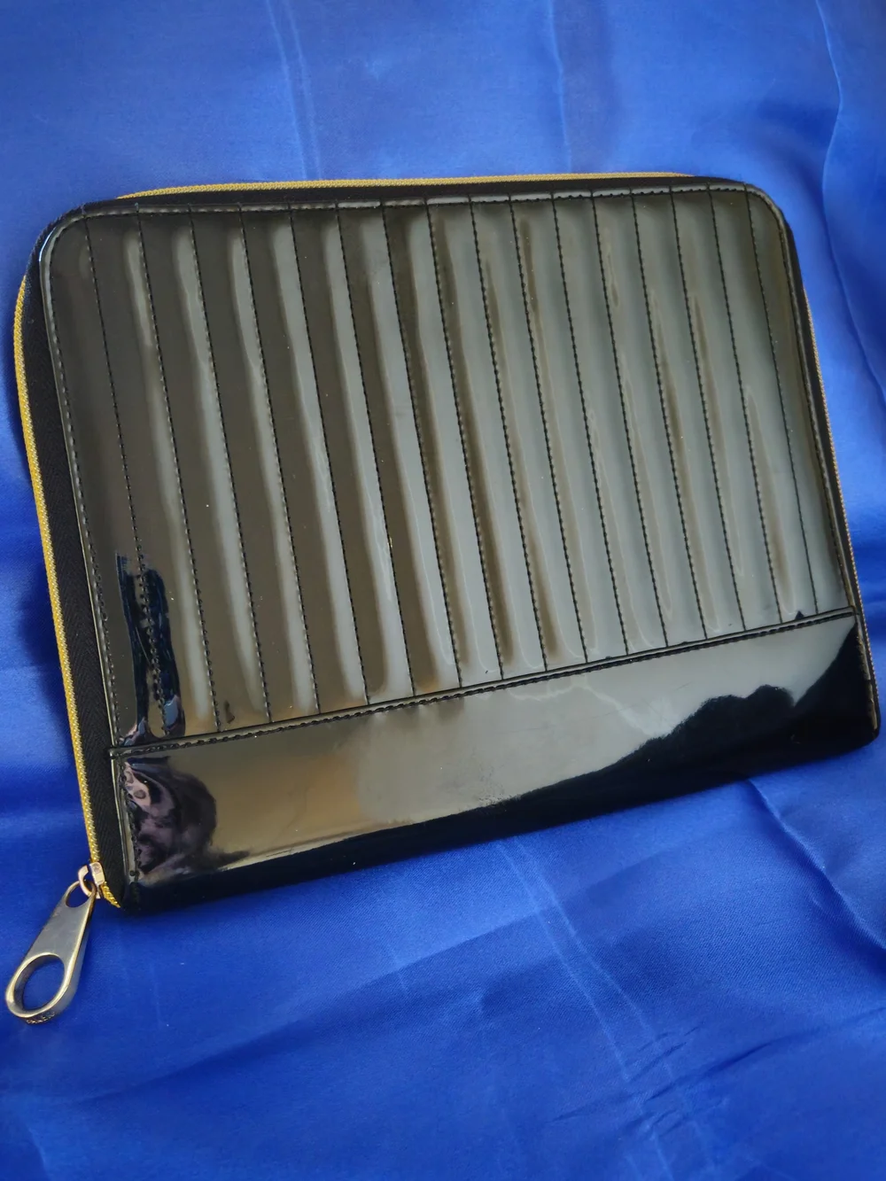 Ted Baker Black Quilted Patent Leather IPAD/tablet Zip Case
